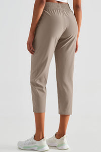 Elastic Waist Cropped Sports Pants