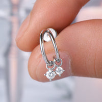 Sterling Silver Moissanite C-Hoop Earrings