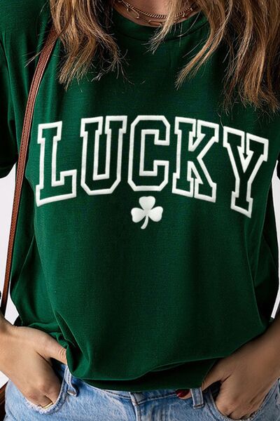 LUCKY Camiseta de manga corta con cuello redondo