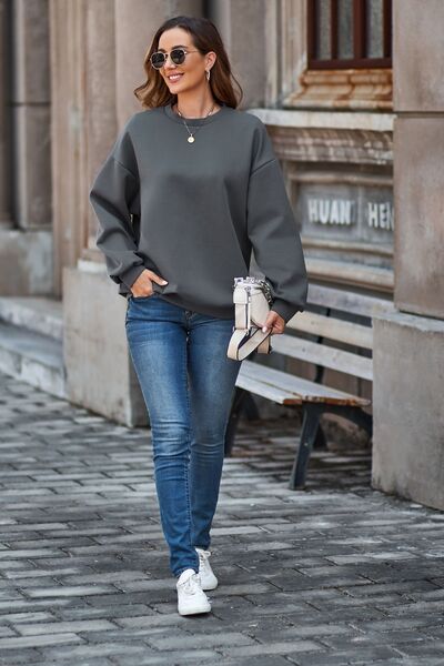 Round Neck Dropped Shoulder Sweatshirt