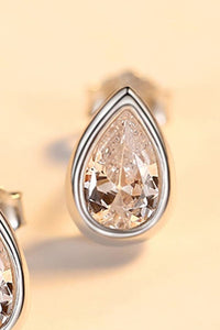 Zircon Teardrop 925 Sterling Silver Stud Earrings