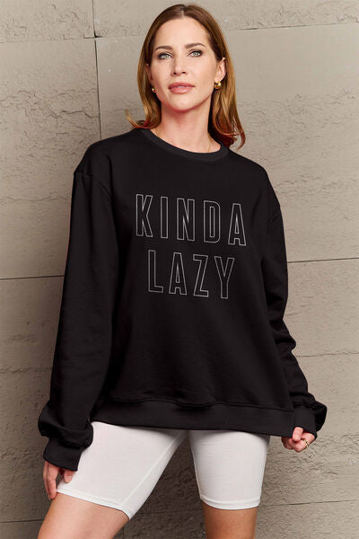 Simply Love KINDA LAZY Round Neck Sweatshirt