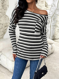 Striped Drop Shoulder Long Sleeve T-Shirt