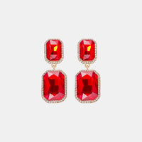 Geometrical Shape Glass Stone Dangle Earrings