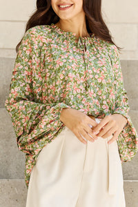 Balloon Sleeve Floral Blouse