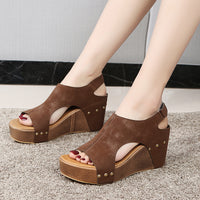 Peep Toe High Heel Wedges