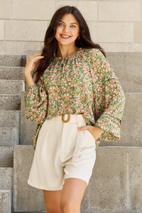 Balloon Sleeve Floral Blouse