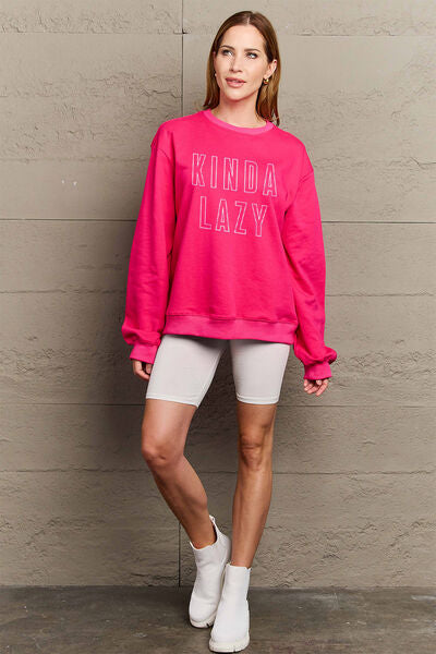 Simply Love KINDA LAZY Round Neck Sweatshirt