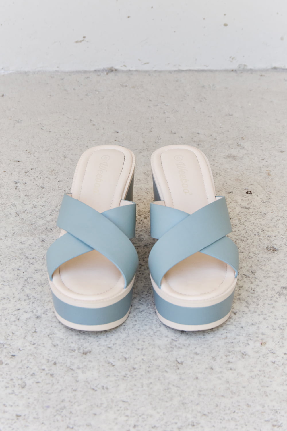 Weeboo Contrast Platform Sandals in Misty Blue