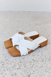 Weeboo Criss Cross Wooden Clog Mule in White