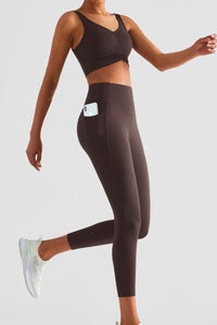 Wide Waistband Sports Leggings with Pockets