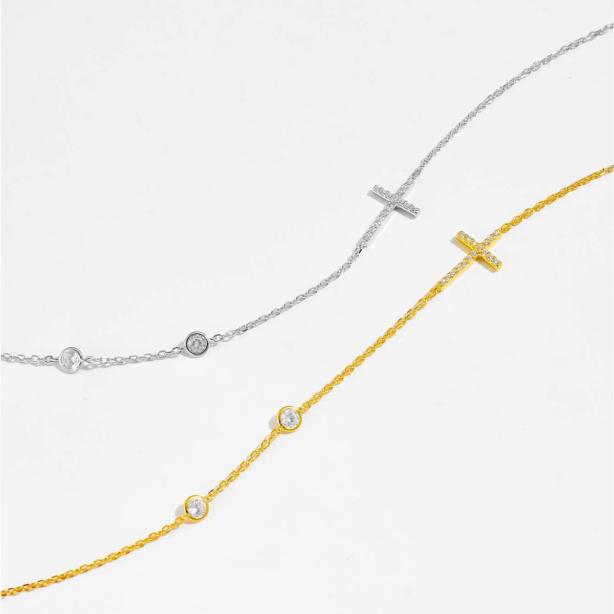 Zircon Sterling Silver Cross Necklace