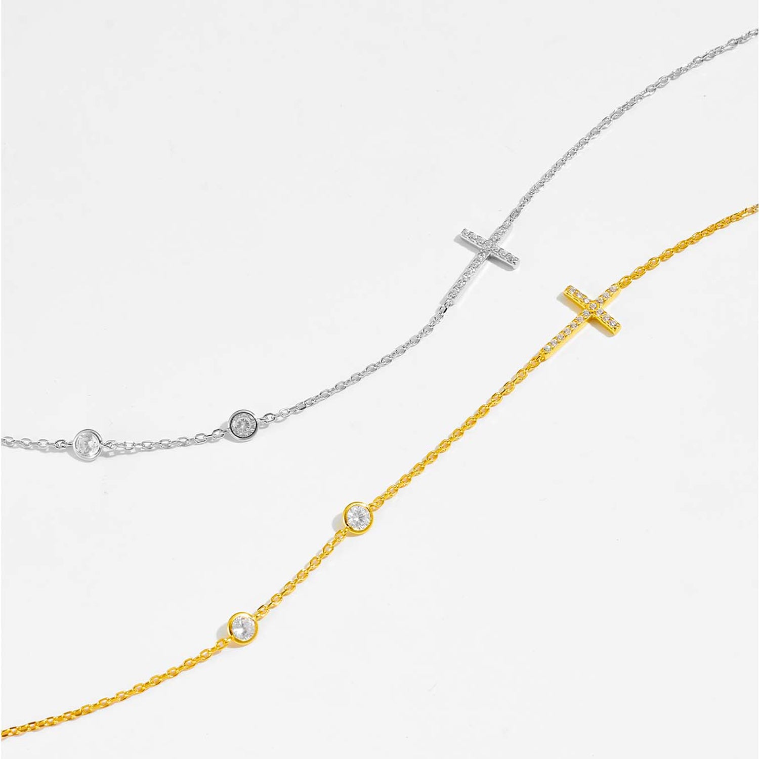 Zircon Sterling Silver Cross Necklace