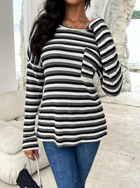 Striped Drop Shoulder Long Sleeve T-Shirt