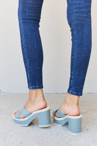 Weeboo Contrast Platform Sandals in Misty Blue