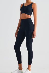 Wide Waistband Sports Leggings with Pockets