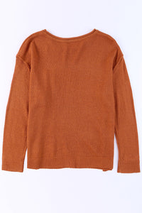 Exposed Seam Round Neck Knit Top